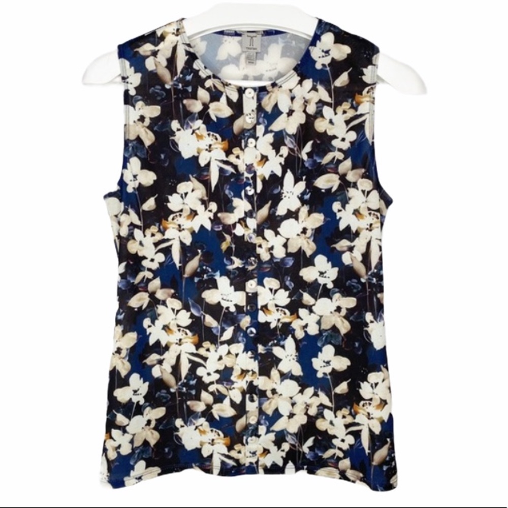 TRISTAN Sleeveless Button Up Floral Print Top M